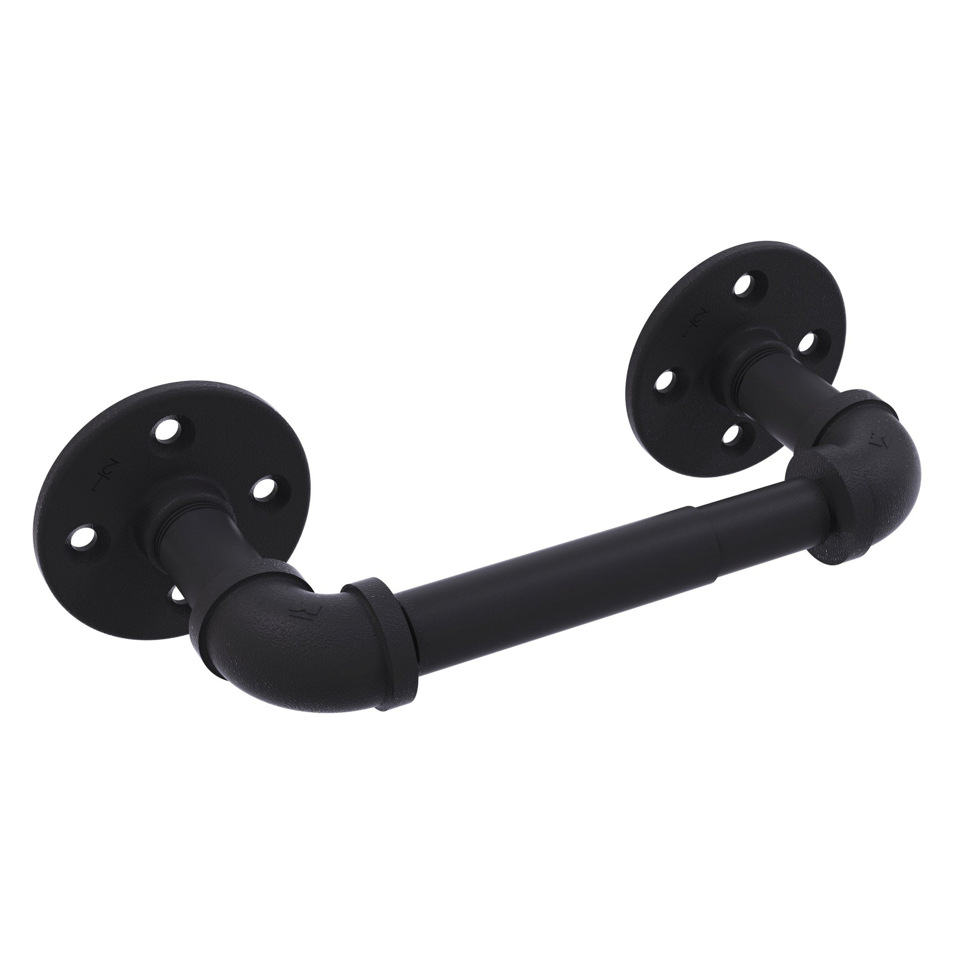 Allied Brass Pipeline 10" x 3.7" Matte Black Solid Brass 2-Post Toilet Paper Holder