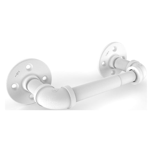 Allied Brass Pipeline 10" x 3.7" Matte White Solid Brass 2-Post Toilet Paper Holder