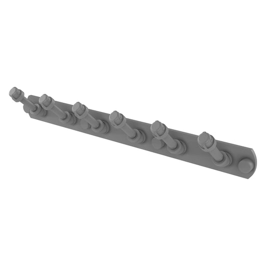 Allied Brass Pipeline 15.5" x 2.5" Matte Gray Solid Brass 6-Position Tie and Belt Rack