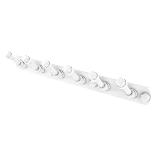 Allied Brass Pipeline 15.5" x 2.5" Matte White Solid Brass 6-Position Tie and Belt Rack