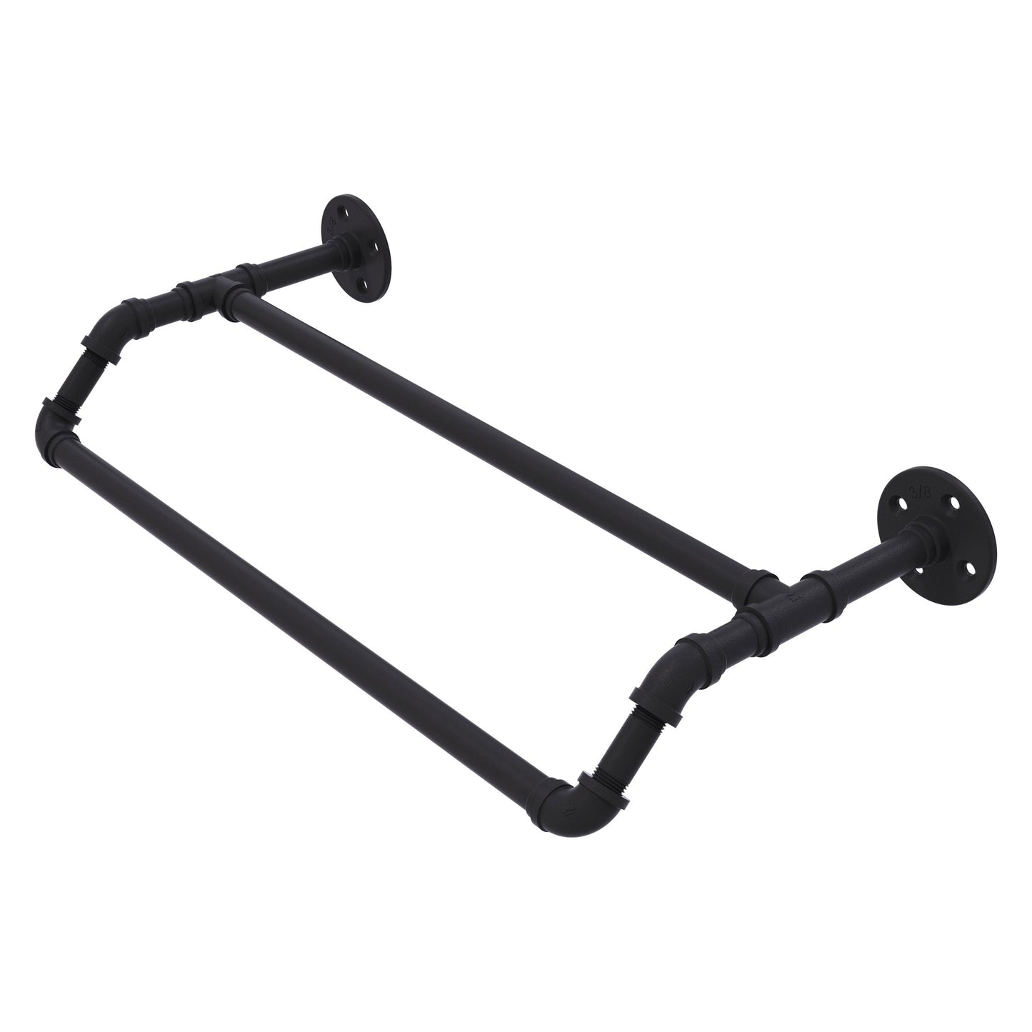 Allied Brass Pipeline 18" x 10.3" Matte Black Solid Brass Double Towel Bar