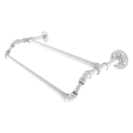 Allied Brass Pipeline 18" x 10.3" Matte White Solid Brass Double Towel Bar
