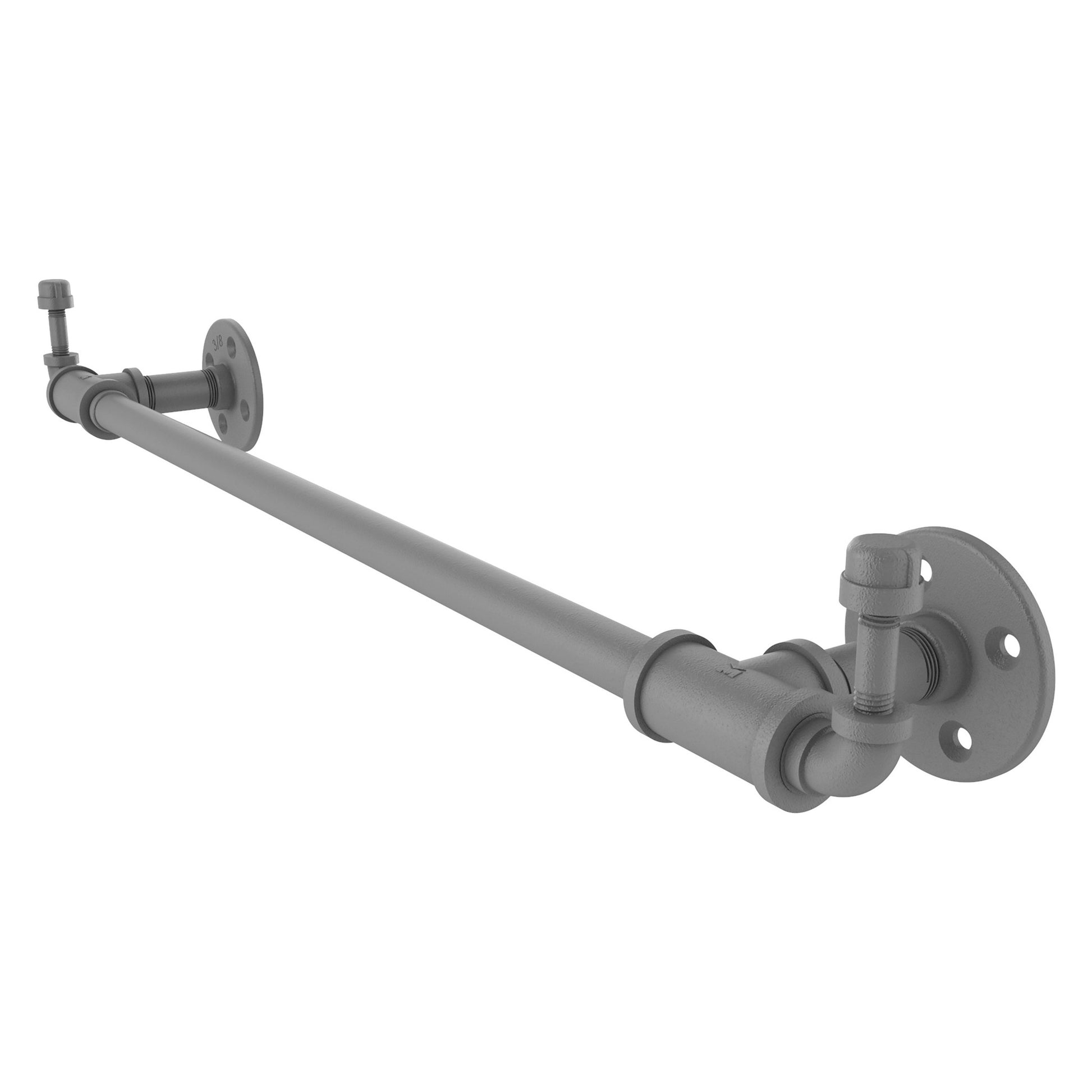 Allied Brass Pipeline 22.5" x 4" Matte Gray Solid Brass Towel Bar With Integrated Hooks