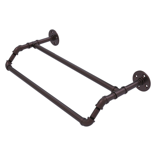 Allied Brass Pipeline 24" x 10.3" Antique Bronze Solid Brass Double Towel Bar