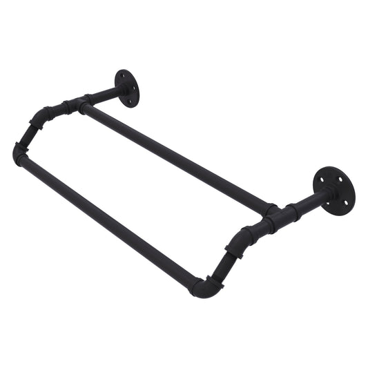 Allied Brass Pipeline 24" x 10.3" Matte Black Solid Brass Double Towel Bar