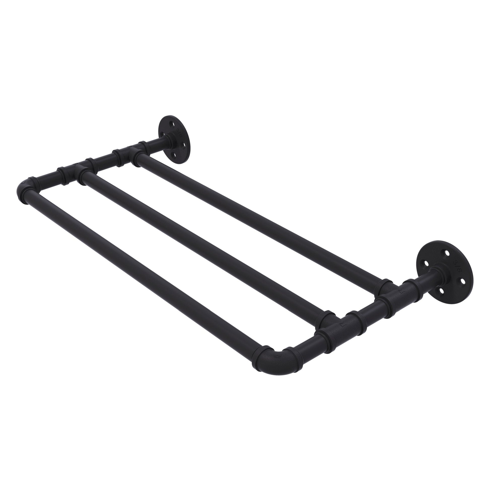 Allied Brass Pipeline 24" x 10.8" Matte Black Solid Brass Wall-Mounted Towel Shelf