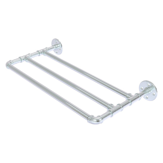 Allied Brass Pipeline 24" x 10.8" Polished Chrome Solid Brass Wall-Mounted Towel Shelf