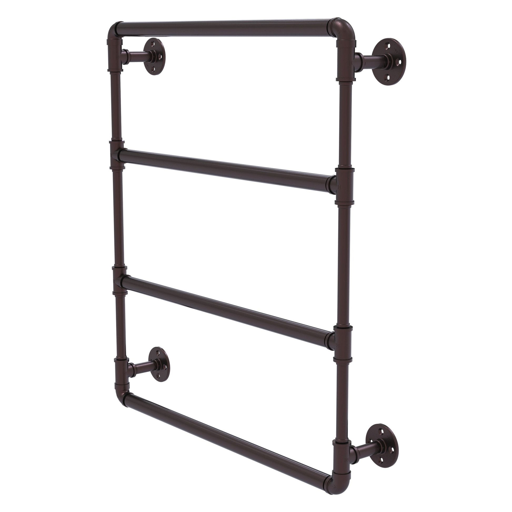 Allied Brass Pipeline 24" x 4.4" Antique Bronze Solid Brass Wall-Mounted Ladder Towel Bar