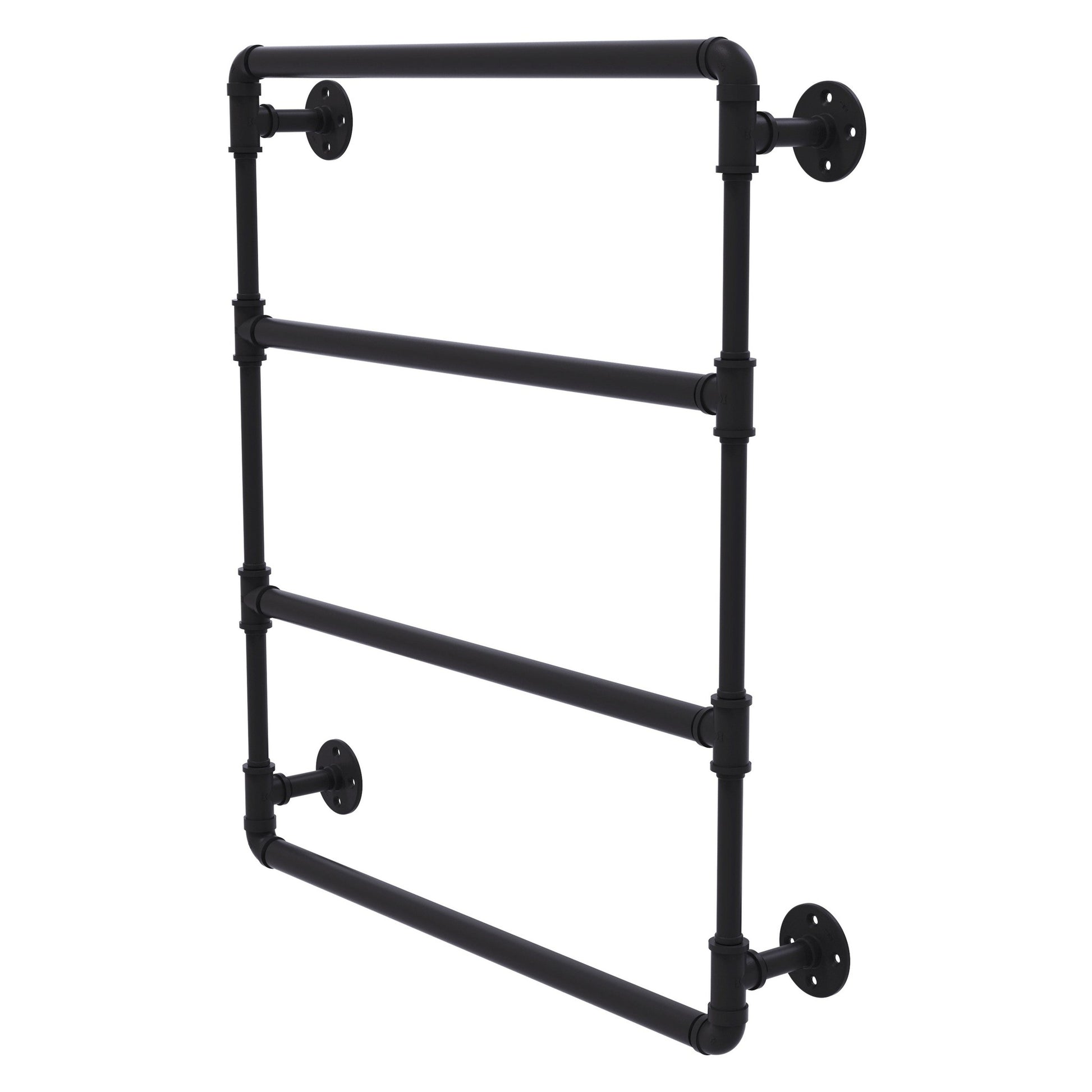 Allied Brass Pipeline 24" x 4.4" Matte Black Solid Brass Wall-Mounted Ladder Towel Bar