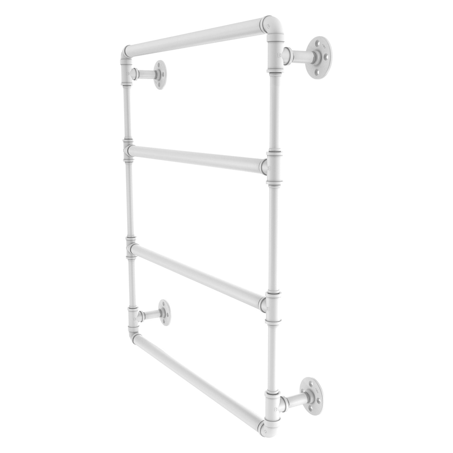 Allied Brass Pipeline 24" x 4.4" Matte White Solid Brass Wall-Mounted Ladder Towel Bar