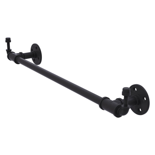 Allied Brass Pipeline 28.5" x 4" Matte Black Solid Brass Towel Bar With Integrated Hooks
