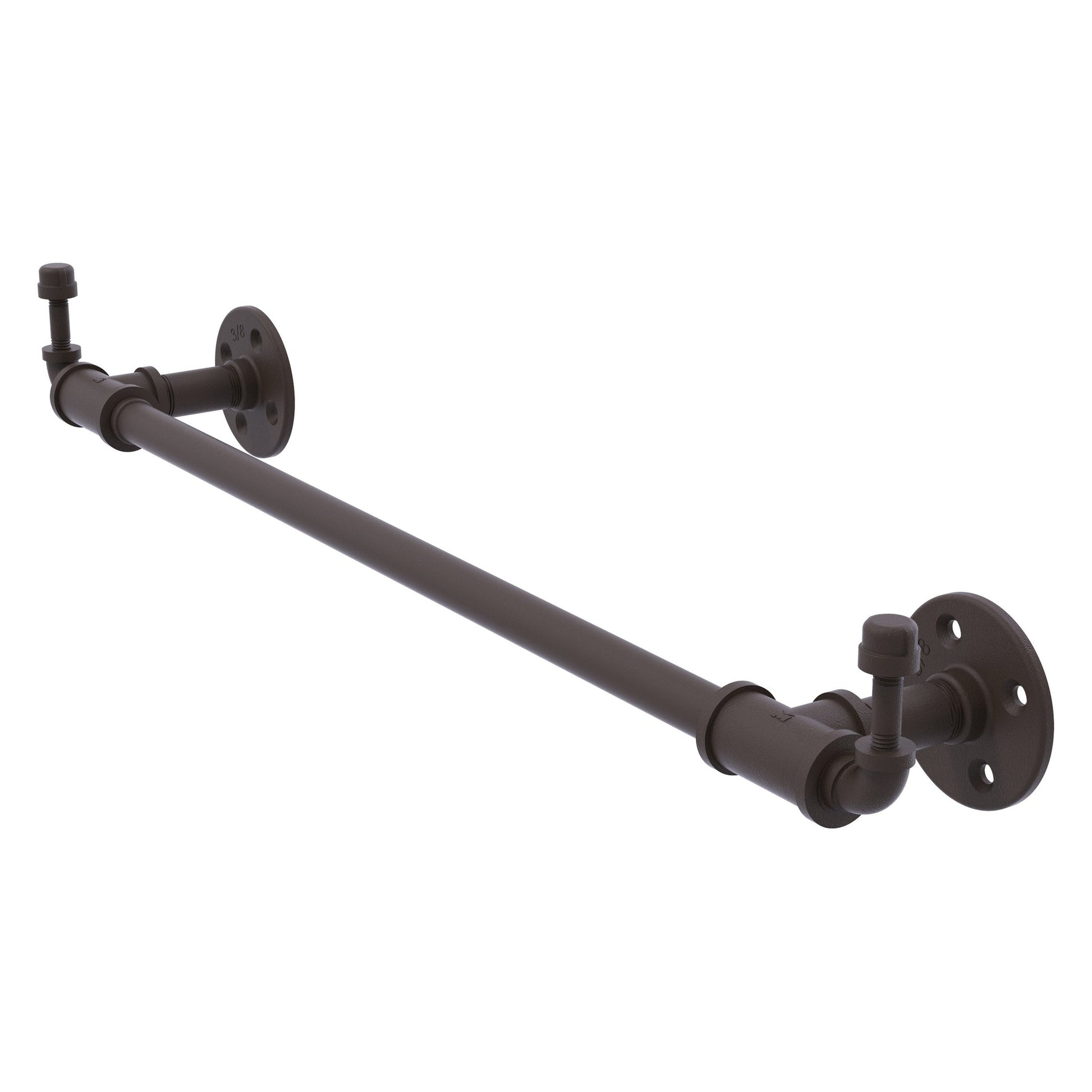 Allied Brass Pipeline 28.5" x 4" Oil Rubbed Bronze Solid Brass Towel Bar With Integrated Hooks