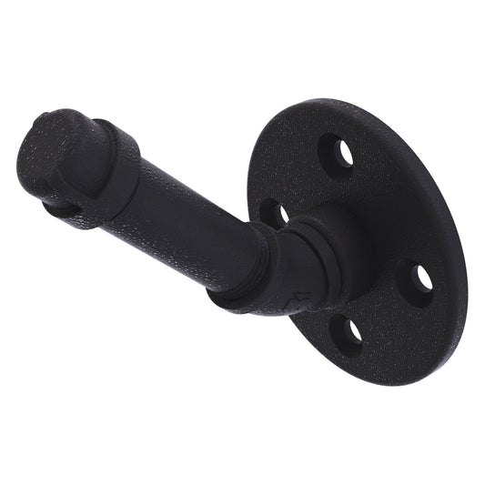 Allied Brass Pipeline 3" x 3.4" Matte Black Solid Brass Single Robe Hook