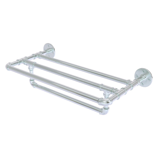 Allied Brass Pipeline 30" x 10.8" Polished Chrome Solid Brass Wall-Mounted Towel Shelf With Towel Bar