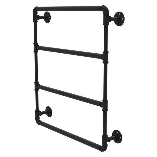 Allied Brass Pipeline 30" x 4.4" Matte Black Solid Brass Wall-Mounted Ladder Towel Bar