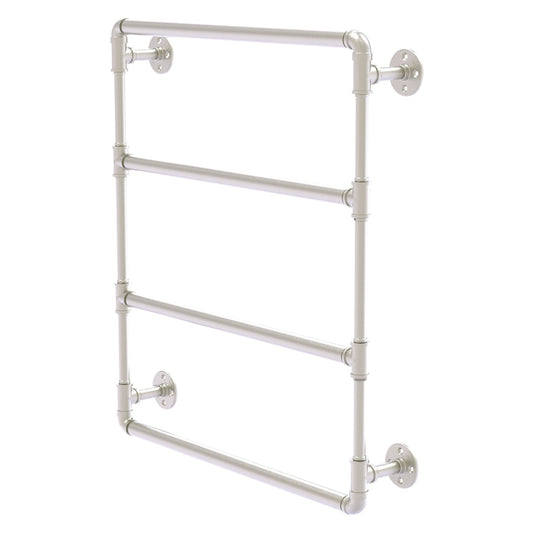 Allied Brass Pipeline 30" x 4.4" Satin Nickel Solid Brass Wall-Mounted Ladder Towel Bar