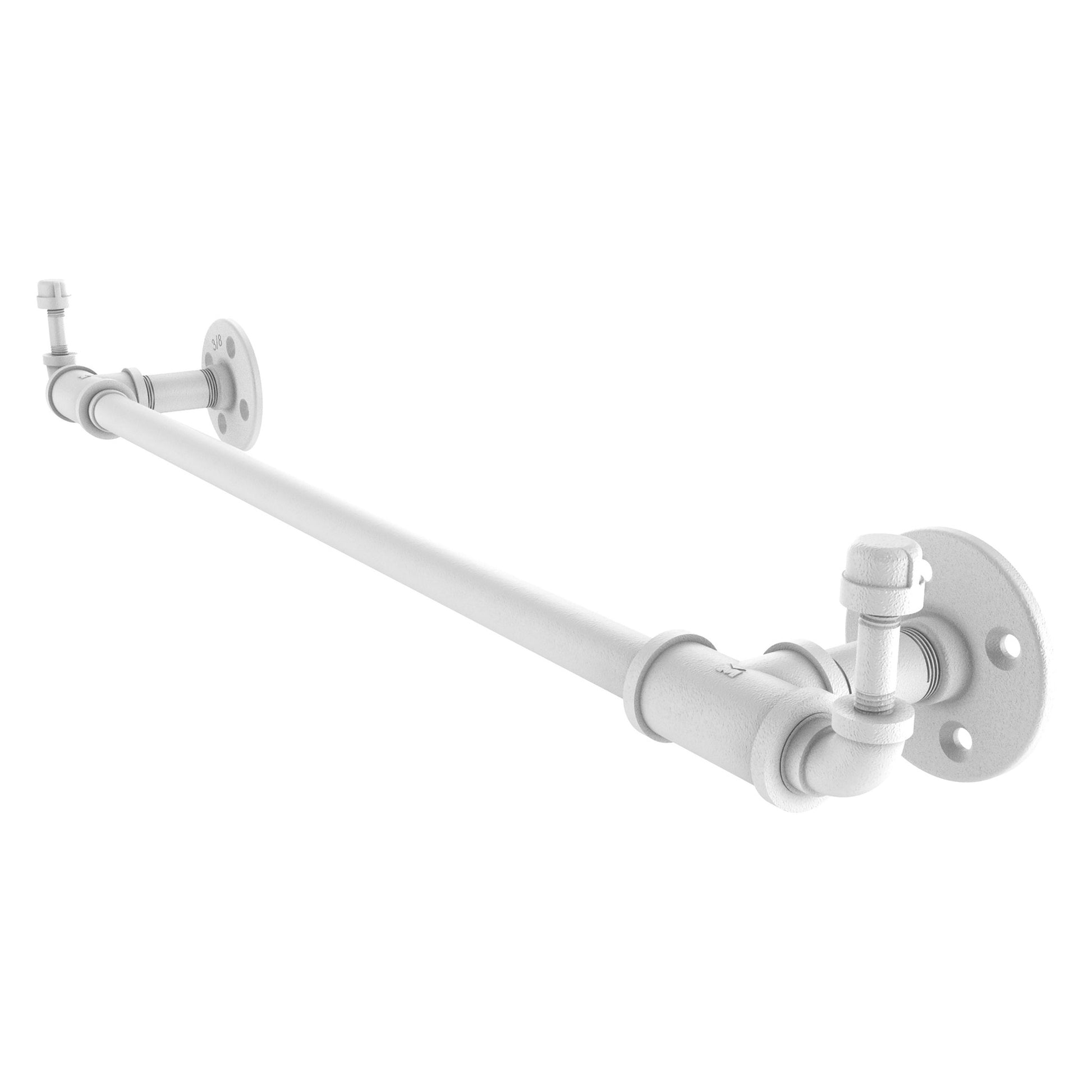 Allied Brass Pipeline 34.5" x 4" Matte White Solid Brass Towel Bar With Integrated Hooks