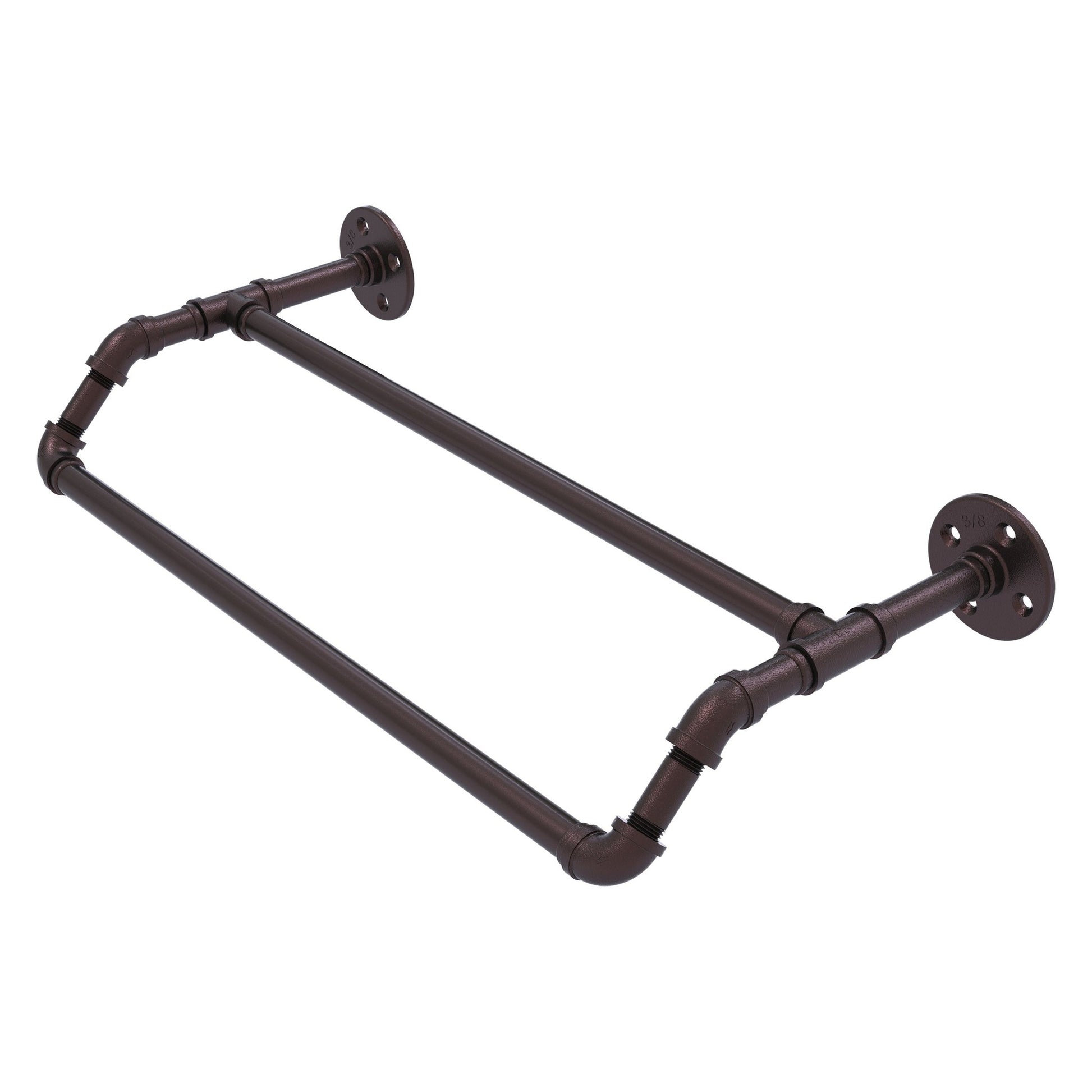 Allied Brass Pipeline 36" x 10.3" Antique Bronze Solid Brass Double Towel Bar