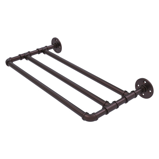 Allied Brass Pipeline 36" x 10.8" Antique Bronze Solid Brass Wall-Mounted Towel Shelf