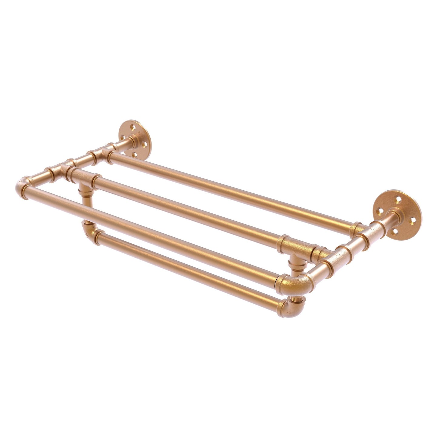 Allied Brass Pipeline 36" x 10.8" Brushed Bronze Solid Brass Wall-Mounted Towel Shelf With Towel Bar