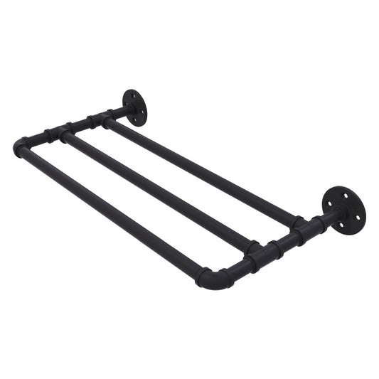 Allied Brass Pipeline 36" x 10.8" Matte Black Solid Brass Wall-Mounted Towel Shelf