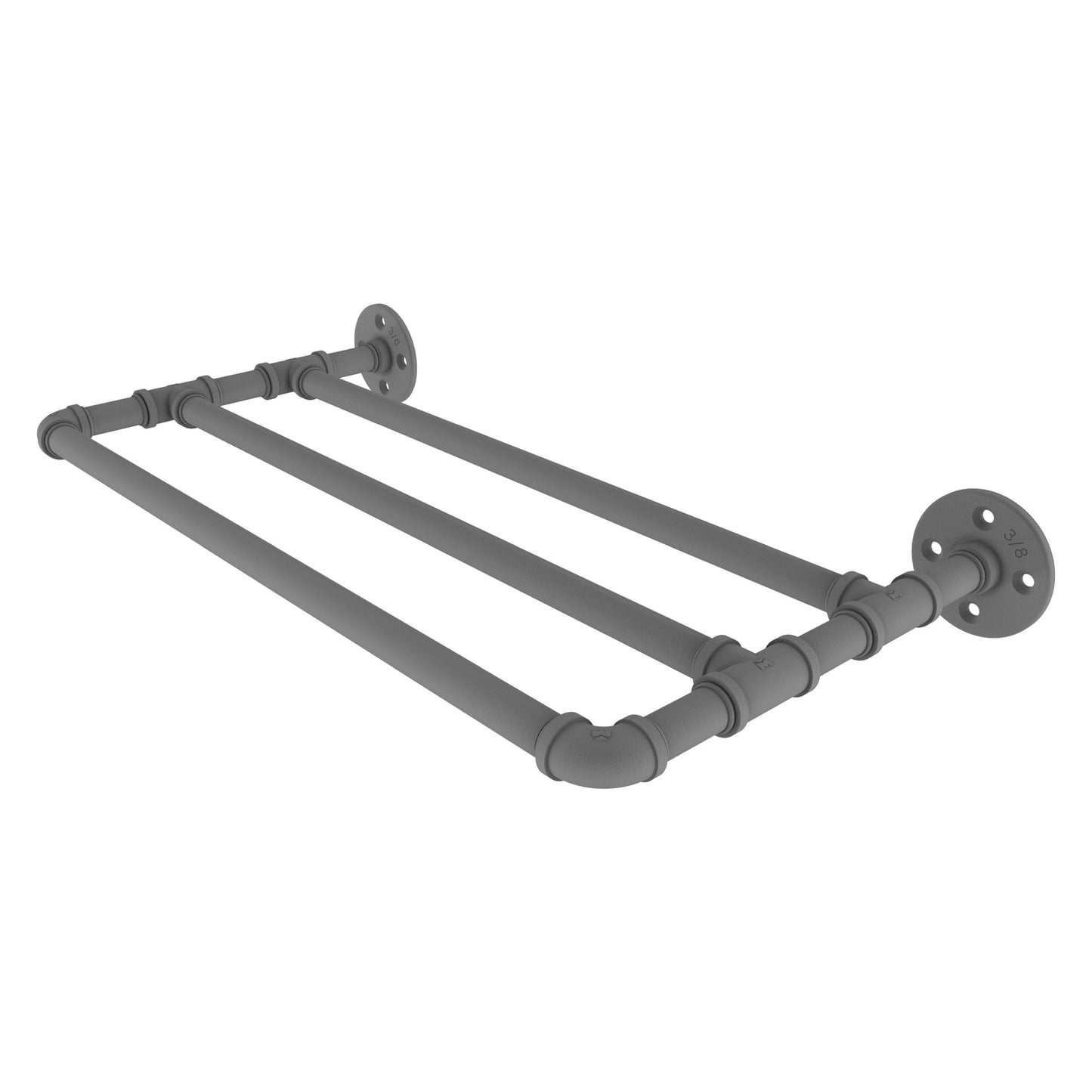 Allied Brass Pipeline 36" x 10.8" Matte Gray Solid Brass Wall-Mounted Towel Shelf