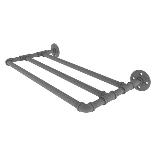 Allied Brass Pipeline 36" x 10.8" Matte Gray Solid Brass Wall-Mounted Towel Shelf