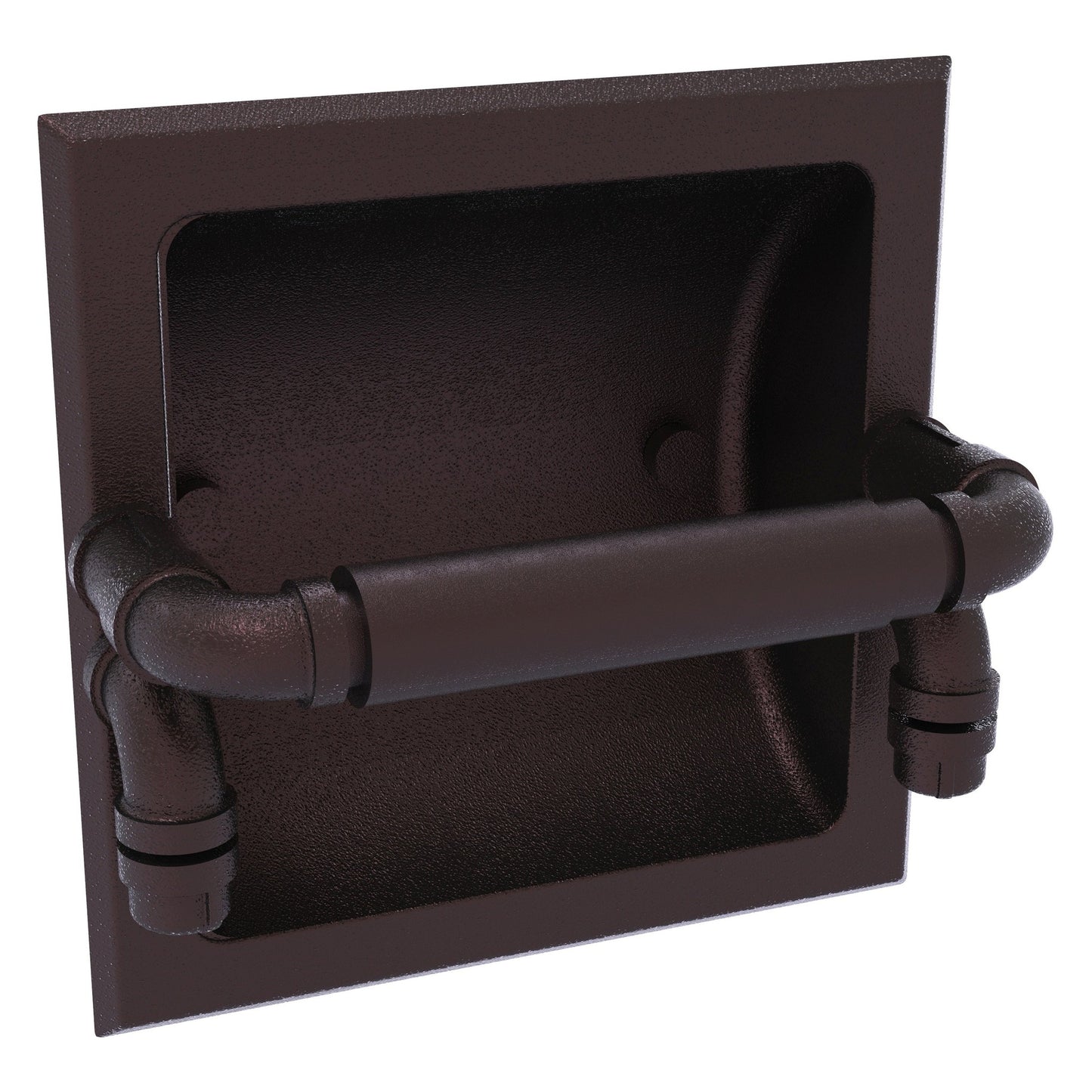 Allied Brass Pipeline 6.1" x 6.1" Antique Bronze Solid Brass Recessed Toilet Paper Holder