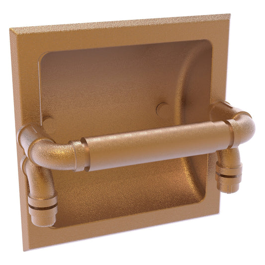 Allied Brass Pipeline 6.1" x 6.1" Brushed Bronze Solid Brass Recessed Toilet Paper Holder