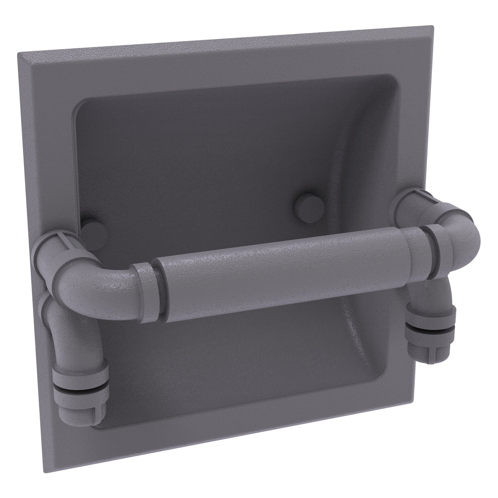 Allied Brass Pipeline 6.1" x 6.1" Matte Gray Solid Brass Recessed Toilet Paper Holder