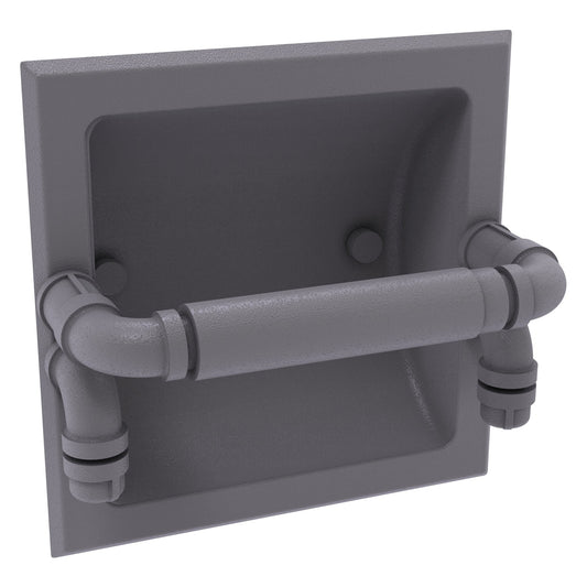 Allied Brass Pipeline 6.1" x 6.1" Matte Gray Solid Brass Recessed Toilet Paper Holder