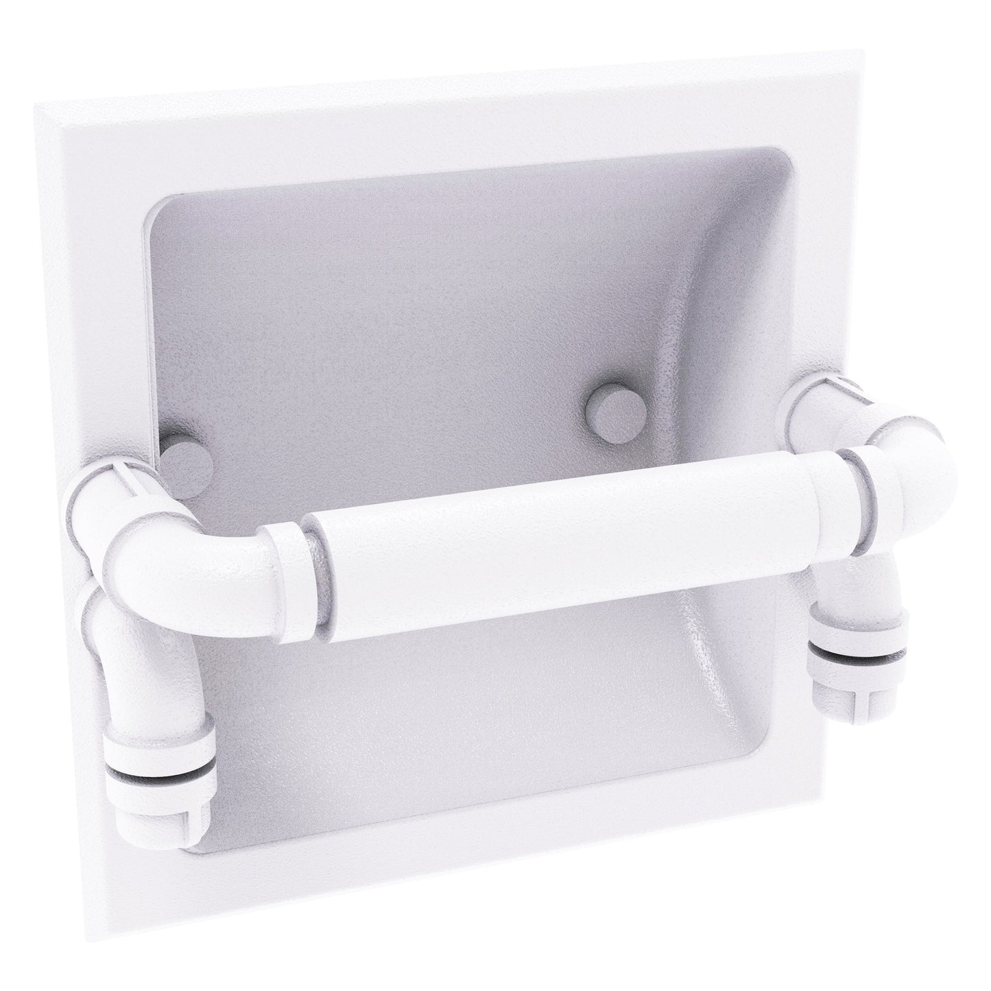 Allied Brass Pipeline 6.1" x 6.1" Matte White Solid Brass Recessed Toilet Paper Holder