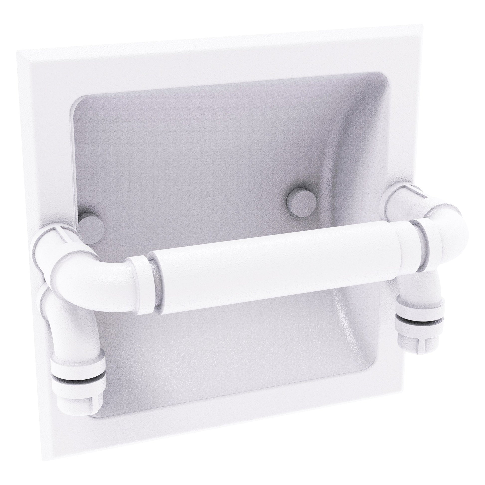 Allied Brass Pipeline 6.1" x 6.1" Matte White Solid Brass Recessed Toilet Paper Holder