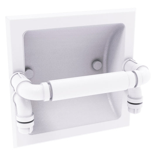 Allied Brass Pipeline 6.1" x 6.1" Matte White Solid Brass Recessed Toilet Paper Holder