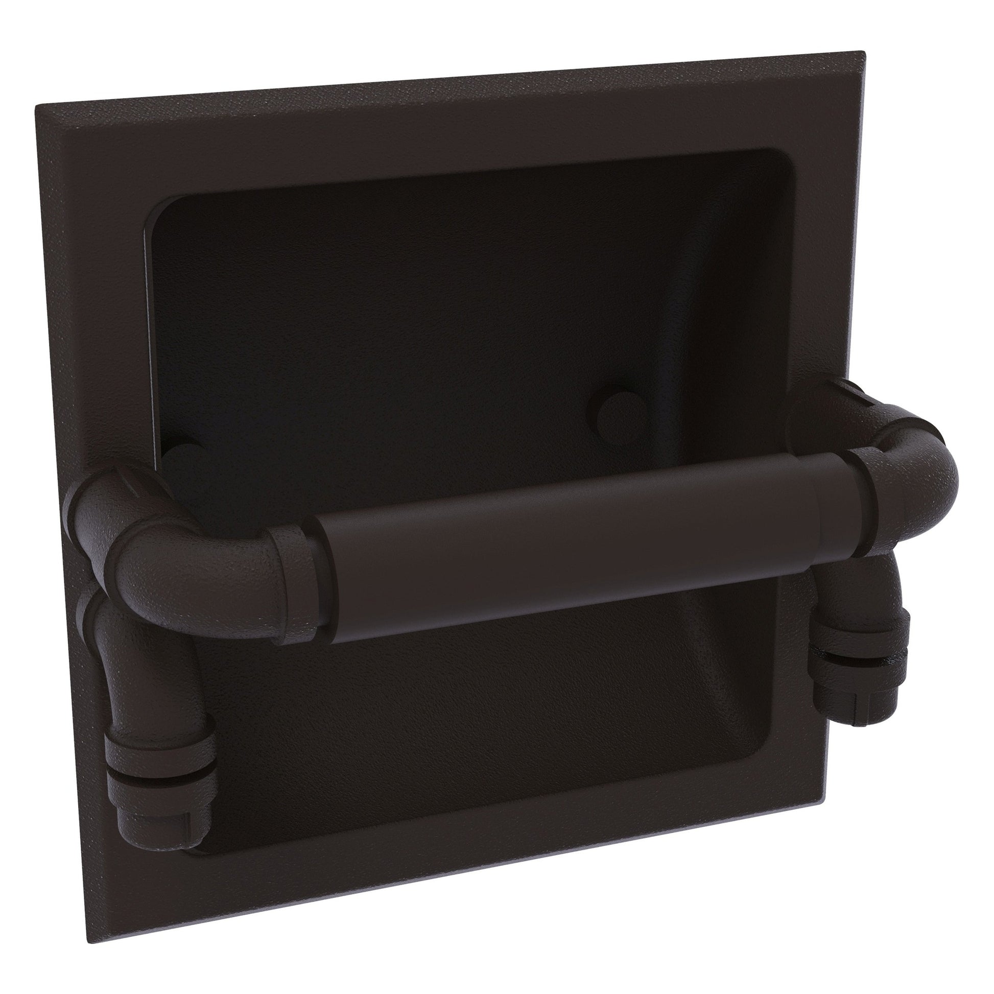 Allied Brass Pipeline 6.1" x 6.1" Oil Rubbed Bronze Solid Brass Recessed Toilet Paper Holder