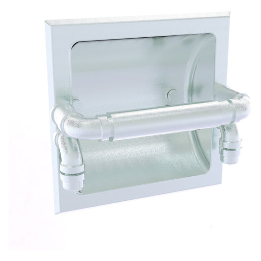Allied Brass Pipeline 6.1" x 6.1" Polished Chrome Solid Brass Recessed Toilet Paper Holder