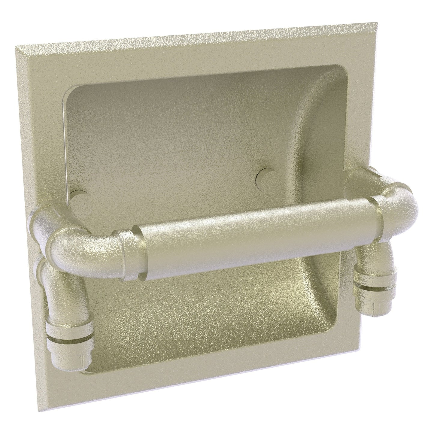 Allied Brass Pipeline 6.1" x 6.1" Satin Nickel Solid Brass Recessed Toilet Paper Holder