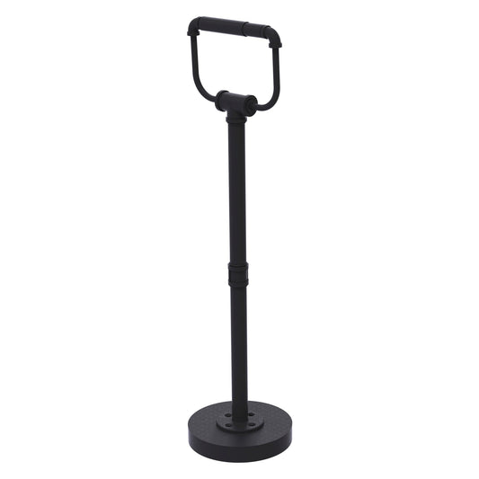 Allied Brass Pipeline 7" x 6" Matte Black Solid Brass Free Standing Toilet Tissue Stand