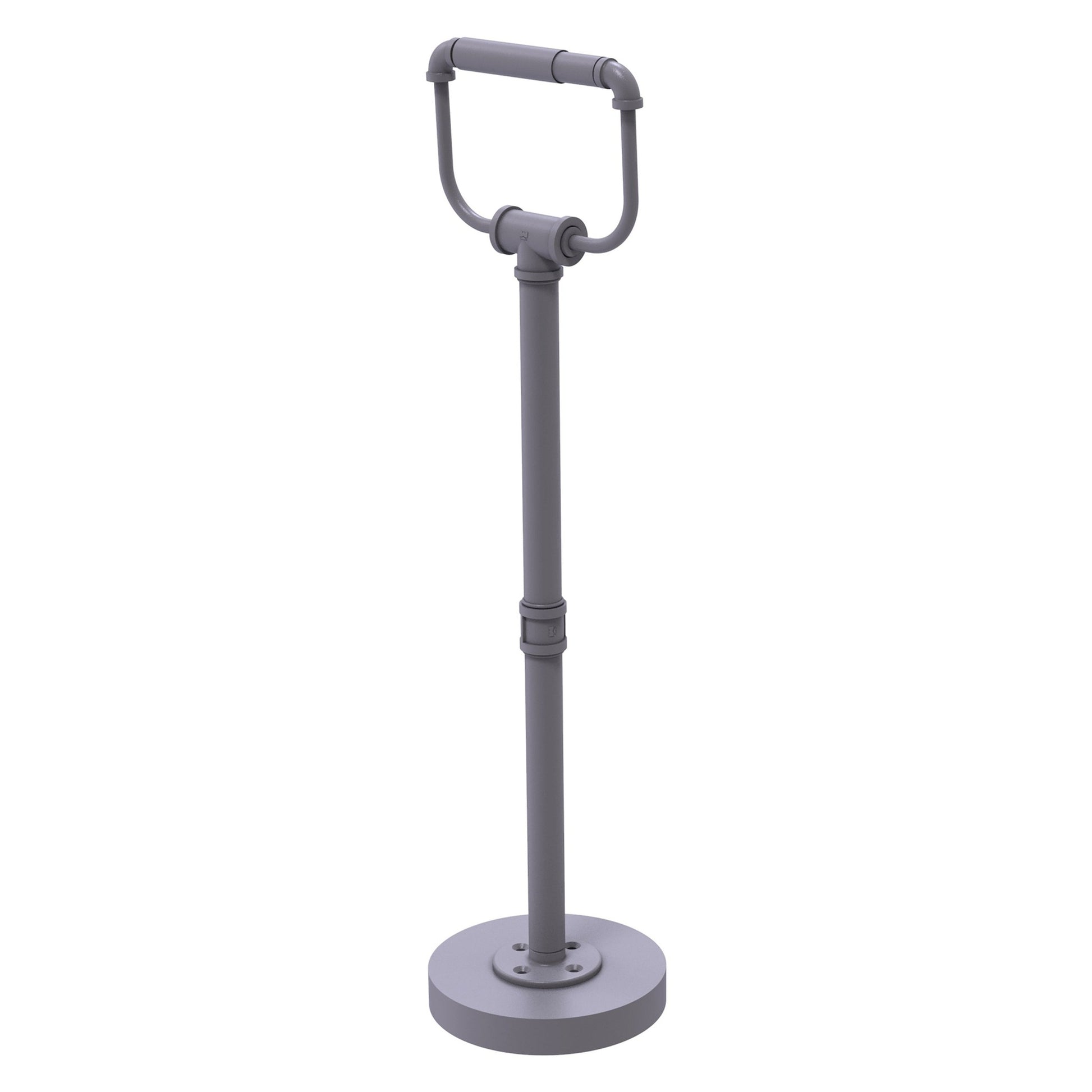 Allied Brass Pipeline 7" x 6" Matte Gray Solid Brass Free Standing Toilet Tissue Stand