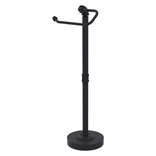 Allied Brass Pipeline 7.9" x 7.7" Matte Black Solid Brass Free Standing Euro Style Toilet Tissue Stand