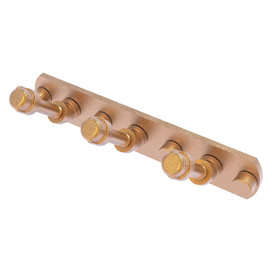 Allied Brass Pipeline 8" x 2.5" Brushed Bronze Solid Brass 3-Position Multi Hook