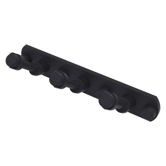 Allied Brass Pipeline 8" x 2.5" Matte Black Solid Brass 3-Position Multi Hook