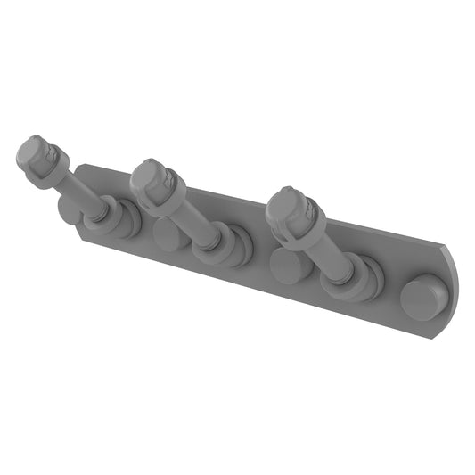 Allied Brass Pipeline 8" x 2.5" Matte Gray Solid Brass 3-Position Multi Hook