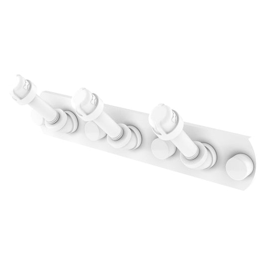 Allied Brass Pipeline 8" x 2.5" Matte White Solid Brass 3-Position Multi Hook