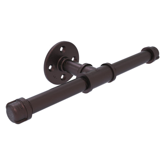 Allied Brass Pipeline 8" x 3.8" Antique Bronze Solid Brass Double Roll Toilet Paper Holder