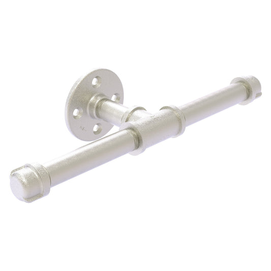 Allied Brass Pipeline 8" x 3.8" Satin Nickel Solid Brass Double Roll Toilet Paper Holder