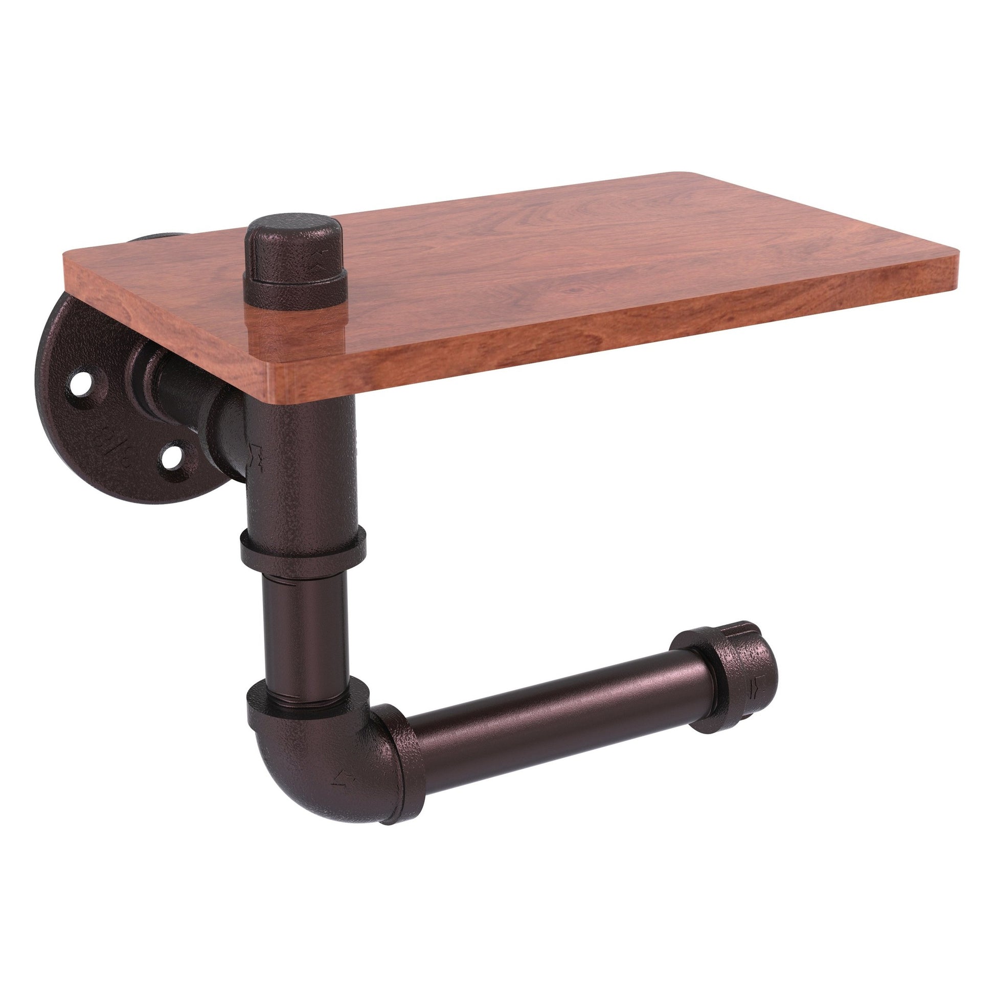 Allied Brass Pipeline 8.3" x 5.2" Antique Bronze Solid Brass Toilet Tissue Holder With Glass Shelf