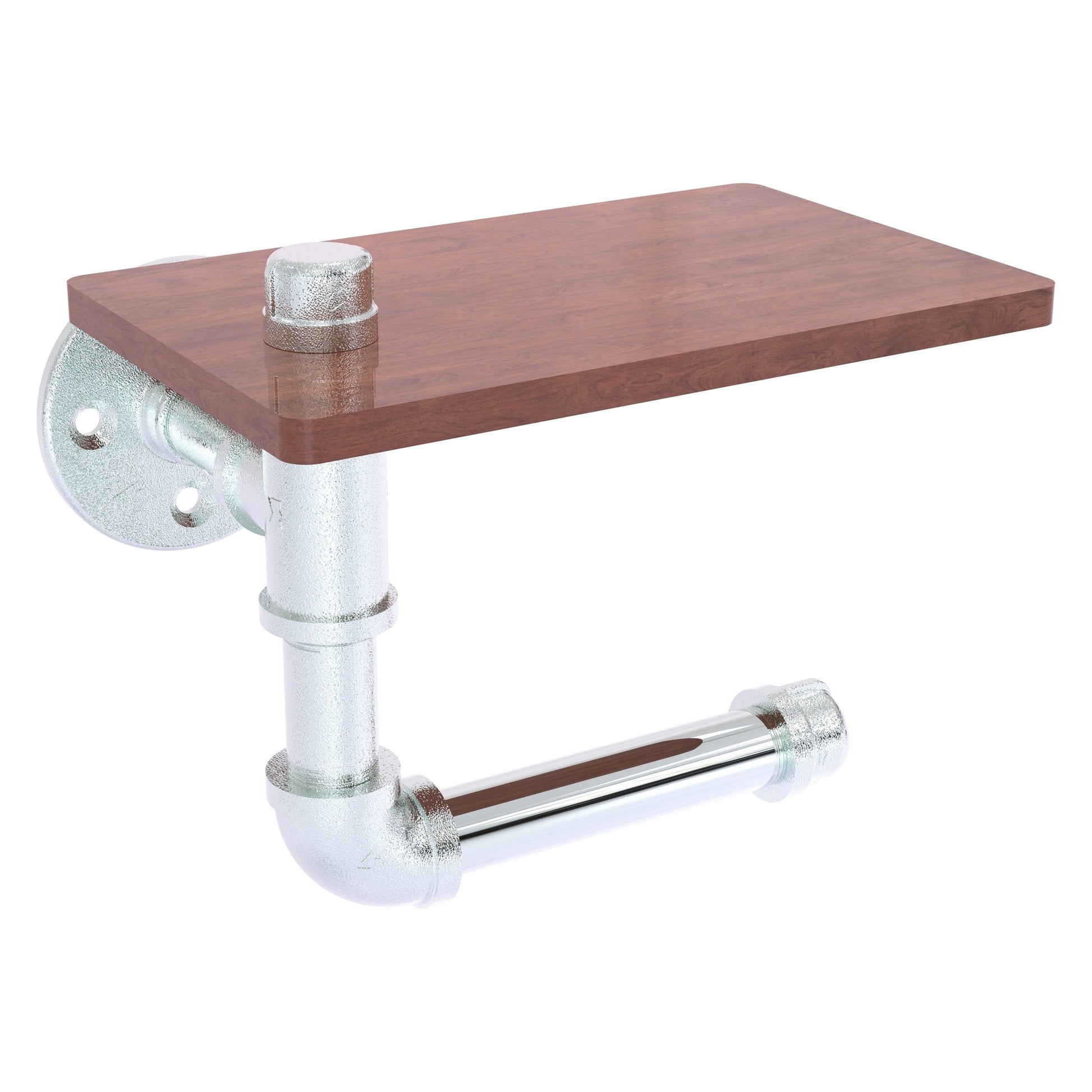 Allied Brass Pipeline 8.3" x 5.2" Polished Chrome Solid Brass Toilet Tissue Holder With Glass Shelf
