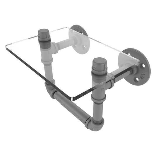 Allied Brass Pipeline 9.5" x 6.7" Matte Gray Solid Brass Toilet Tissue Holder With Glass Shelf