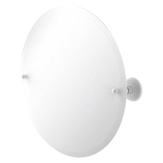 Allied Brass Prestige Monte Carlo 22" x 22" Matte White Solid Brass Frameless Round Tilt Mirror With Beveled Edge